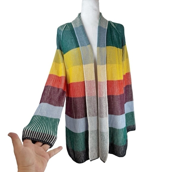 Lands' End Sweaters - LANDS END Drifter Women's Multicolor Layered Ribbed Long Cardigan Sweater S